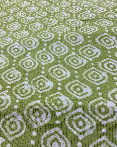 Green Malmal Silk Embroidered Batik Print