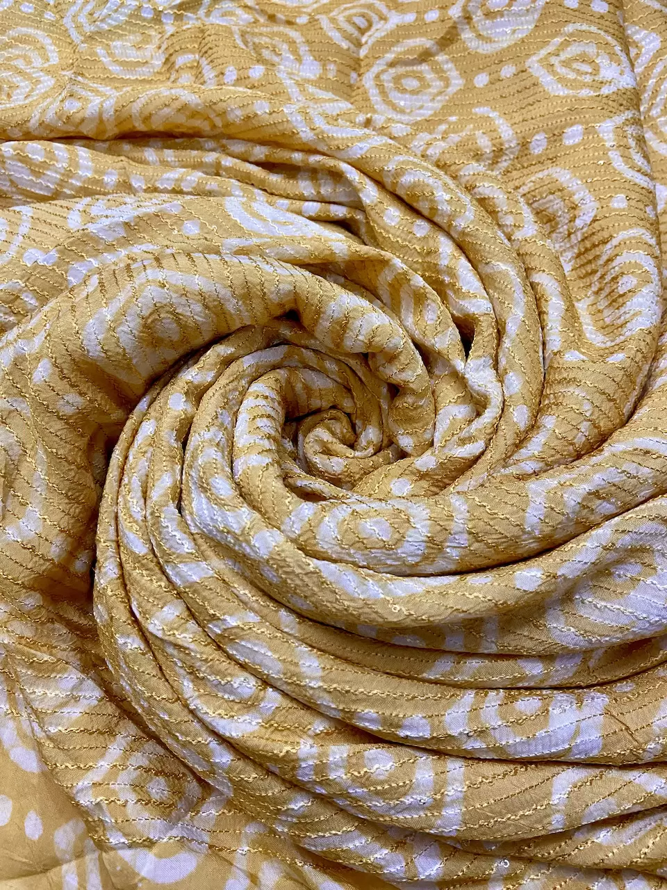 organza fabric | Yellow Malmal Silk Embroidered Batik Print