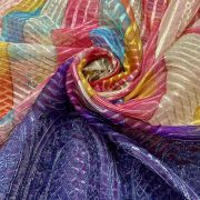 Multi coloured Abstract Print Organza with Gota Embroidered all over