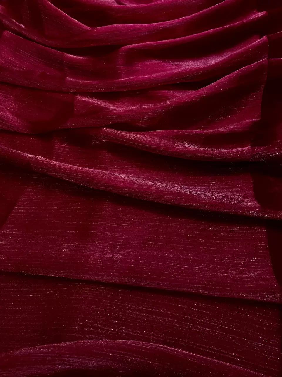 Crinkled Glass Organza Fabric Wine