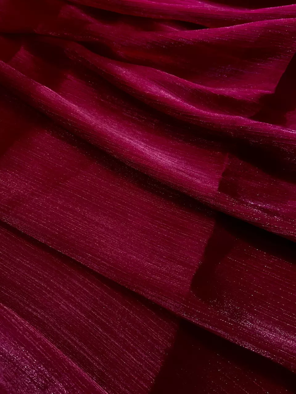 Crinkled Glass Organza Fabric Wine