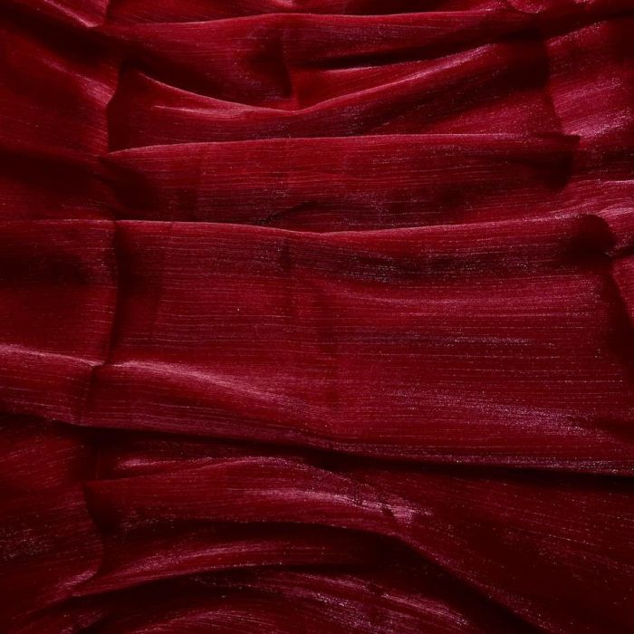 Crinkled Glass Organza – Deep Red