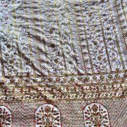 Heavy Antique Finish Sequin Embroidery in Traditional Mughal Pattern On White Georgette