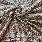 Heavy Antique Finish Sequin Embroidery in Traditional Mughal Pattern On White Georgette