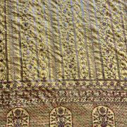 Heavy Antique Finish Sequin Embroidery in Traditional Mughal Pattern on Yellow Georgette