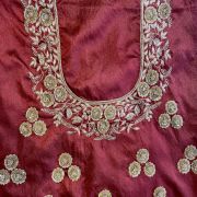 Maroon Zardozi Gota and Dabka Hand Embroidered Unstitched Blouse Piece