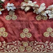 Maroon Zardozi Gota and Dabka Hand Embroidered Unstitched Blouse Piece