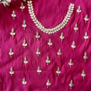 Buti Design Zardozi & Gota Hand Embroidered On Pink Unstitched Blouse Piece