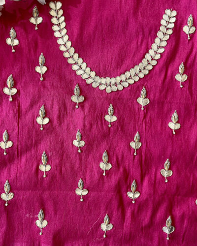 Buti Design Zardozi & Gota Hand Embroidered On Pink Unstitched Blouse Piece