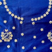 blue colour blouse piece | raw silk material | All Over Buti Design Zardozi, Pearl & Gota Hand Embroidered On Unstitched Royal Blue Blouse Piece