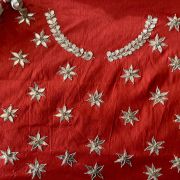 All Over Buta Design Hand Embroidered On Unstitched Red Blouse Piece