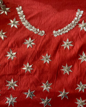 All Over Buta Design Hand Embroidered On Unstitched Red Blouse Piece