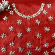 All Over Buta Design Hand Embroidered On Unstitched Red Blouse Piece