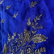 Royal Blue Aari & Zardozi Gota & Dabka Hand Embroidered On Unstitched Blouse Piece