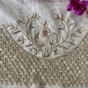 Cream Heavy Zardozi Hand Embroidered Floral and Jaal Design Unstitched Blouse Piece