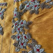 Mustard Yellow Thread and Zardozi Hand Embroidered On Unstitched Blouse Piece