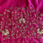 Pink Zardozi Work Hand Embroidered Unstitched Blouse Piece