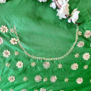 All Over Buta Design Hand Embroidered On Green Unstitched Blouse Piece