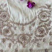 White Buta Design Hand Embroidered Unstitched Blouse Piece