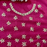 All Over Buta Design Hand Embroidered On Pink Unstitched Blouse Piece