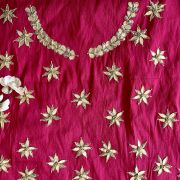 All Over Buta Design Hand Embroidered On Pink Unstitched Blouse Piece