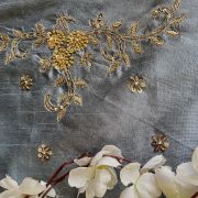 Grey Aari & Zardozi Gota & Dabka Hand Embroidered Unstitched Blouse Piece