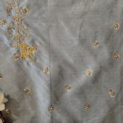 Grey Aari & Zardozi Gota & Dabka Hand Embroidered Unstitched Blouse Piece