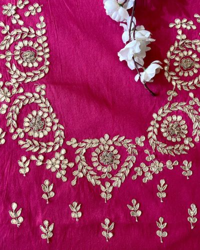 Pink Buta Design Hand Embroidered Unstitched Blouse Piece