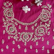 pink brocade blouse piece | Pink Buta Design Hand Embroidered Unstitched Blouse Piece