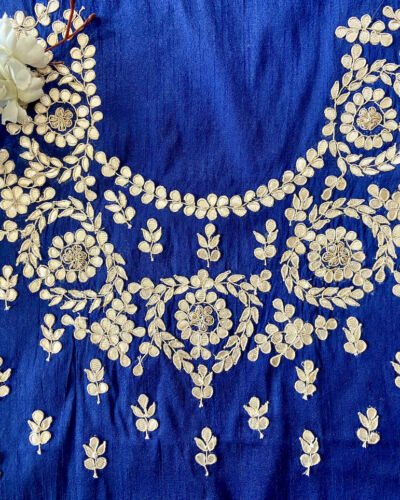 Navy Blue Buta Design Hand Embroidered Unstitched Blouse Piece