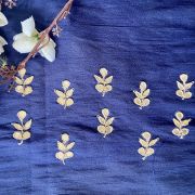 Navy Blue Buta Design Hand Embroidered Unstitched Blouse Piece