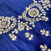 Navy Blue Buta Design Hand Embroidered Unstitched Blouse Piece