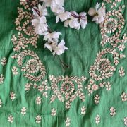 Green Buta Design Hand Embroidered Unstitched Blouse Piece