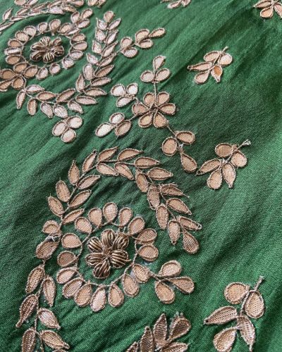 Green Buta Design Hand Embroidered Unstitched Blouse Piece