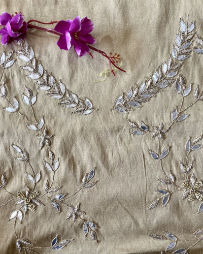 Gold All Over Buti Embroidered On Unstitched Blouse Piece