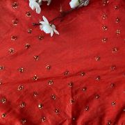 Red All Over Sequin Buti Hand Embroidered Unstitched Blouse Piece