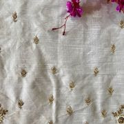 Off White Aari & Zardozi Gota & Dabka Hand Embroidered Unstitched Blouse Piece