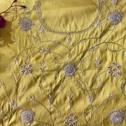 Heavy Zardozi Embroidery On Yellow Ochre On Unstitched Blouse Piece