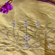 Heavy Zardozi Embroidery On Yellow Ochre On Unstitched Blouse Piece