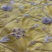 Heavy Zardozi Embroidery On Yellow Ochre On Unstitched Blouse Piece