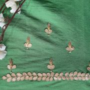 Buti Design Zardozi & Gota Hand Embroidered On Green Unstitched Blouse Piece