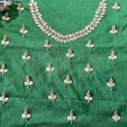 Buti Design Zardozi & Gota Hand Embroidered On Green Unstitched Blouse Piece