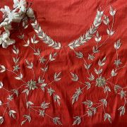 Red All Over Buti Embroidered On Unstitched Blouse Piece