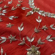 Red All Over Buti Embroidered On Unstitched Blouse Piece