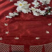 Maroon Heavy Zardozi Hand Embroidered Floral & Jaal Design On Unstitched Blouse Piece