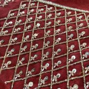 Maroon Heavy Zardozi Hand Embroidered Floral & Jaal Design On Unstitched Blouse Piece