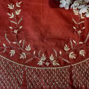 Maroon Heavy Zardozi Hand Embroidered Floral & Jaal Design On Unstitched Blouse Piece