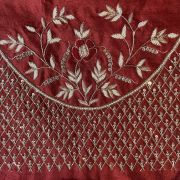 Maroon Heavy Zardozi Hand Embroidered Floral & Jaal Design On Unstitched Blouse Piece