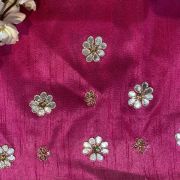 All Over Buta Design Hand Embroidered on Pink Unstitched Blouse Piece