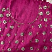 All Over Buta Design Hand Embroidered on Pink Unstitched Blouse Piece